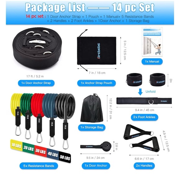 Kinetix Multi-Color Resistance Bands with Door Anchor - Picture 3 of 3